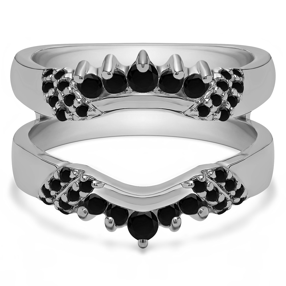0.51 Ct. Black Stone Double Shared Prong Curved Ring Guard Enhancer