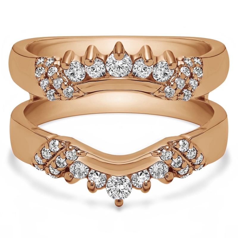 TwoBirch Ring Guards 0.51 Ct. Double Shared Prong Curved Ring Guard