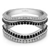 0.75 Ct. Black and White Stone Double Row Wedding Ring Guard Enhancer