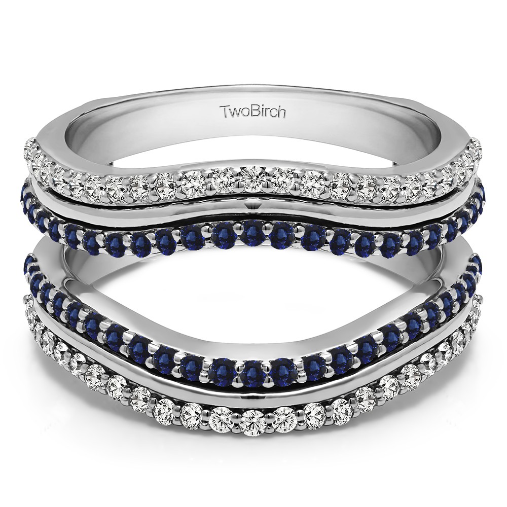 0.75 Ct. Sapphire and Diamond Double Row Wedding Ring Guard Enhancer