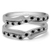 0.34 Ct. Black and White Stone Criss Cross Ring Guard Enhancer