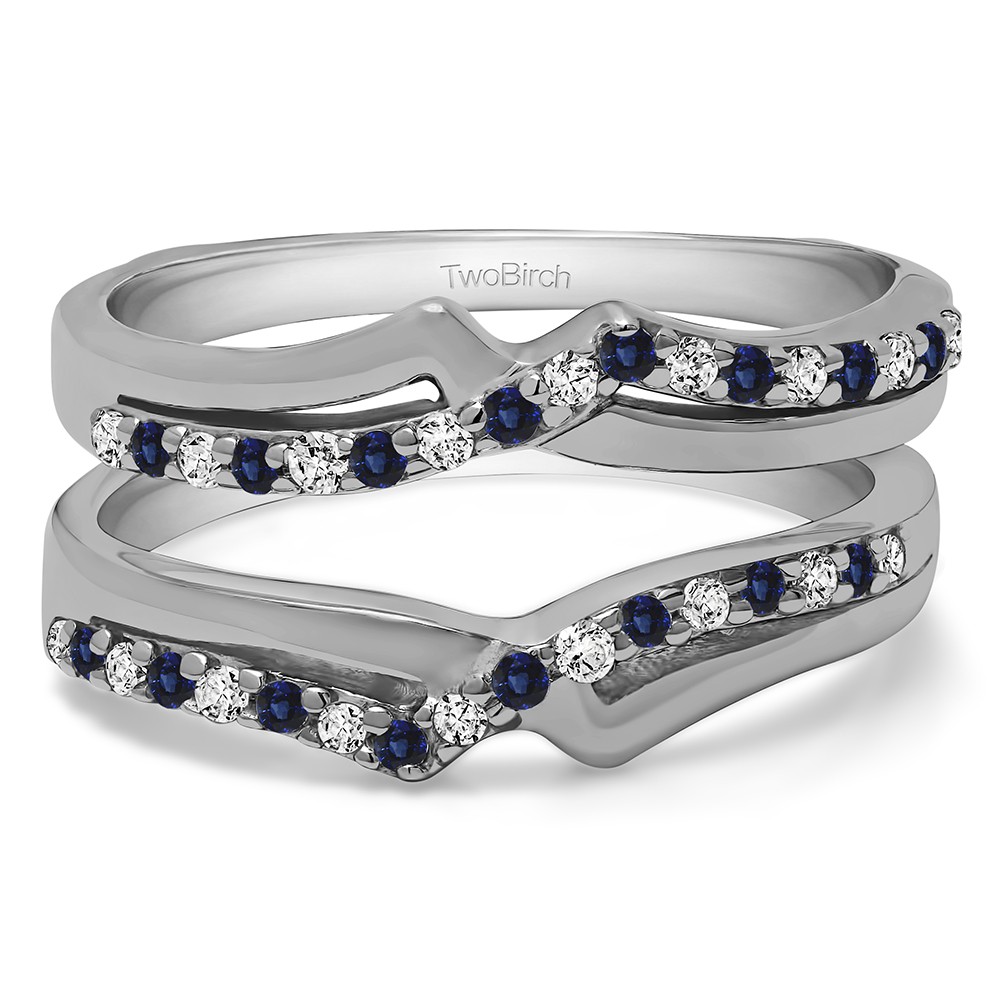 0.34 Ct. Sapphire and Diamond Criss Cross Ring Guard Enhancer