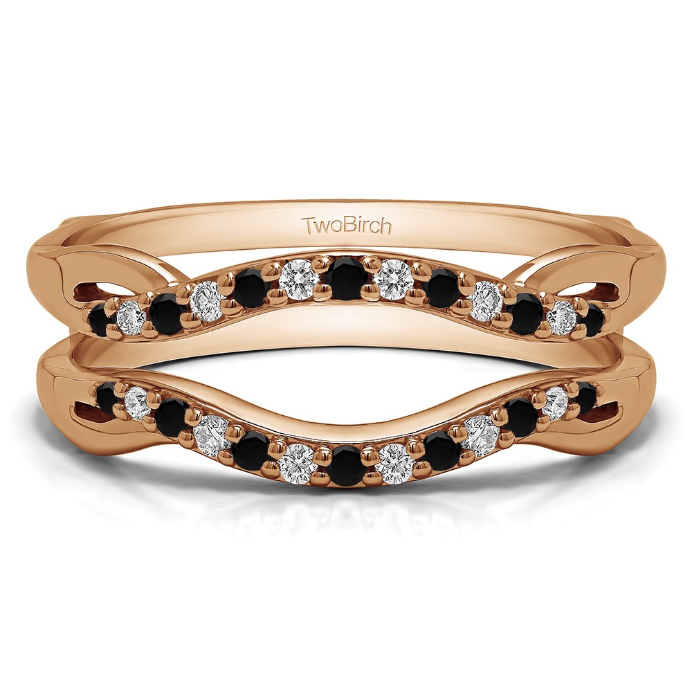0.23 Ct. Black and White Stone Contour Ring Jacket in Rose Gold