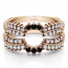 1.15 Ct. Black and White Stone Double Row Prong Halo Ring Guard Enhancer in Rose Gold