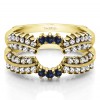 1.15 Ct. Sapphire and Diamond Double Row Prong Halo Ring Guard Enhancer in Yellow Gold