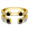 0.36 Ct. Black and White Stone Bypass Shared Prong Set ring guard in Yellow Gold