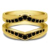 0.51 Ct. Black Stone Graduated Chevron Wedding Ring Guard in Yellow Gold