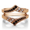 0.42 Ct. Black and White Stone Prong in Channel Chevron ring guard in Rose Gold