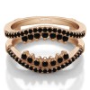 0.486 Ct. Black Stone Double Row Halo Ring Guard in Rose Gold