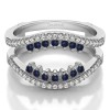 0.486 Ct. Sapphire and Diamond Double Row Halo Ring Guard