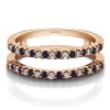 0.36 Ct. Sapphire and Diamond Double Shared Prong Straight Ring Guard in Rose Gold