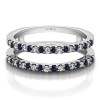 0.36 Ct. Sapphire and Diamond Double Shared Prong Straight Ring Guard