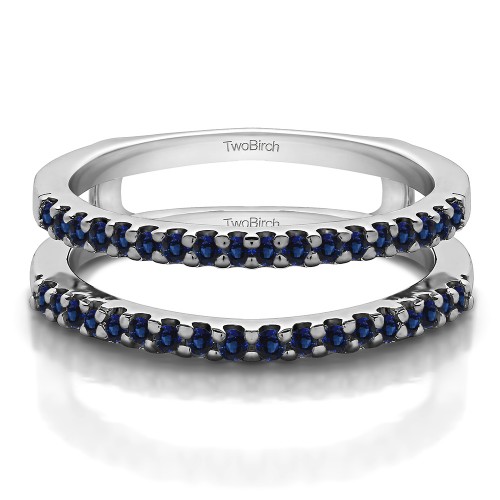 0.36 Ct. Sapphire Double Shared Prong Straight Ring Guard