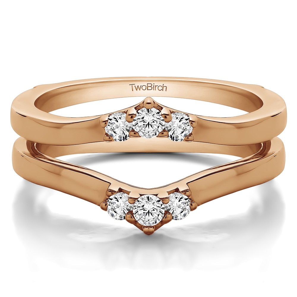 0.2 Ct. Three Stone Chevron Style Ring Guard Enhancer
