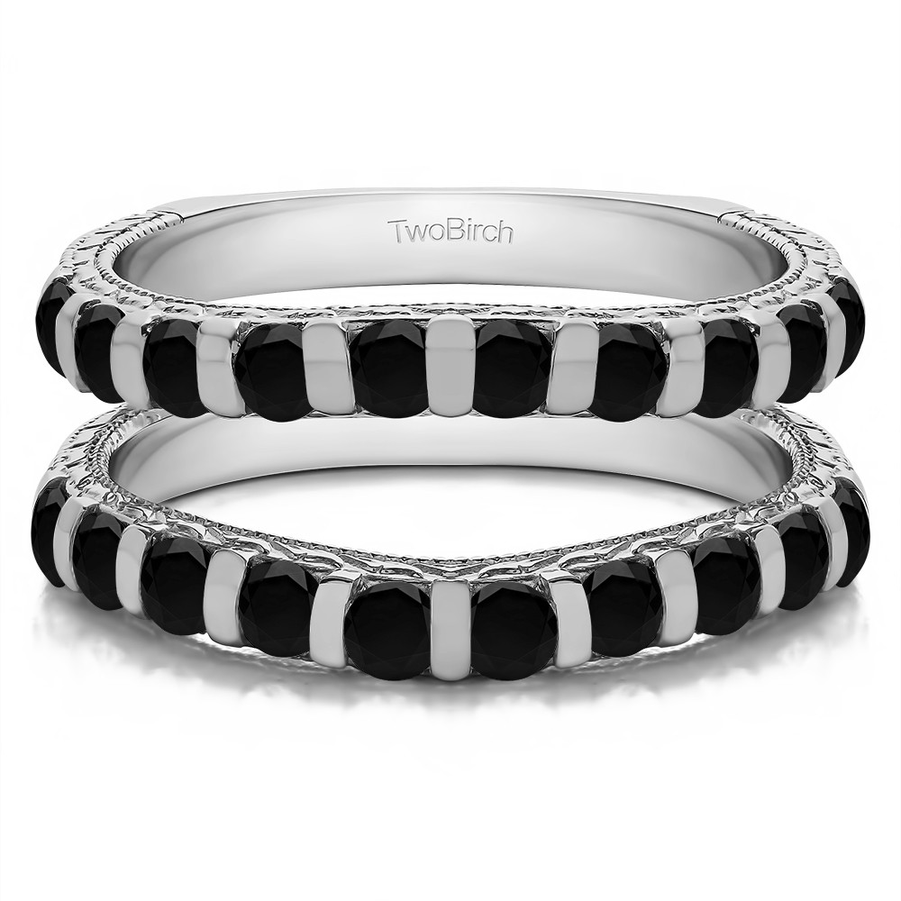 1 Ct. Black Stone Vintage Engraved Bar Set Curved Ring Guard