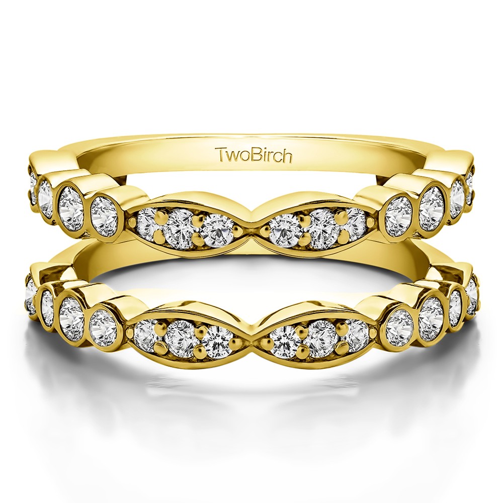 0.64 Ct. Alternating Marquise Shape and Round Ring Guard in Yellow Gold