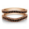 0.38 Ct. Black Stone Contour Filigree and Millgrained Vintage Ring Guard in Rose Gold