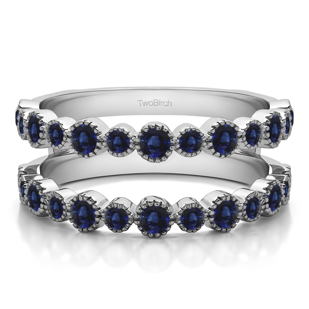 0.83 Ct. Sapphire Vintage Millgrained Bezel Ring Guard