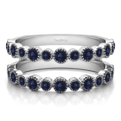 0.83 Ct. Sapphire Vintage Millgrained Bezel Ring Guard