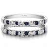1/2 Carat Bar Set Round Contour Ring Guard with Sapphire and Diamonds