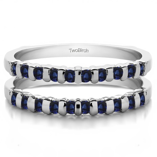 1/2 Carat Bar Set Round Contour Ring Guard with Sapphire