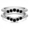 0.7 Ct. Black and White Stone Bezel and Shared Prong Curved Ring Guard