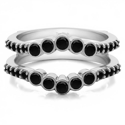 0.7 Ct. Black Stone Bezel and Shared Prong Curved Ring Guard