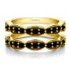 1 Carat Stacking Style Faux Marquise Wedding Ring Guard in Yellow Gold with Black Stones
