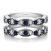 1 Carat Stacking Style Faux Marquise Wedding Ring Guard  with Sapphire and Diamonds