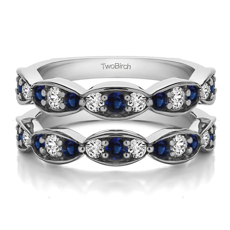 1 Carat Stacking Style Faux Marquise Wedding Ring Guard with Sapphire