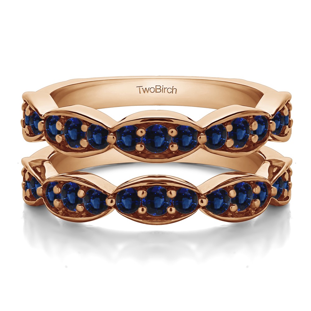 1 Carat Stacking Style Faux Marquise Wedding Ring Guard in Rose Gold with Sapphire