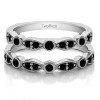 1/2 Carat Mixed Bezel and Prong Stackable Ring Guard with Black Stones