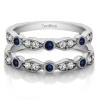 1/2 Carat Mixed Bezel and Prong Stackable Ring Guard with Sapphire and Diamonds