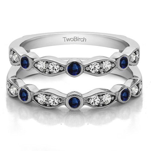 1/2 Carat Mixed Bezel and Prong Stackable Ring Guard with Sapphire and Diamonds