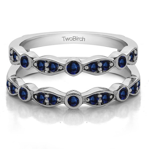 1/2 Carat Mixed Bezel and Prong Stackable Ring Guard with Sapphire