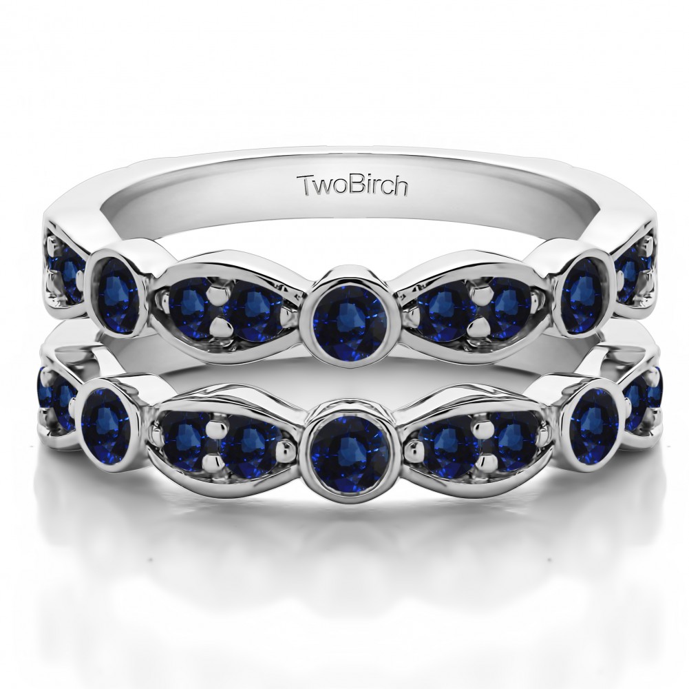1 Carat Mixed Bezel and Prong Stackable Ring Guard with Sapphire