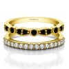0.7 Ct. Black and White Stone Mixed Classic and Contemporary Ring Guard in Yellow Gold