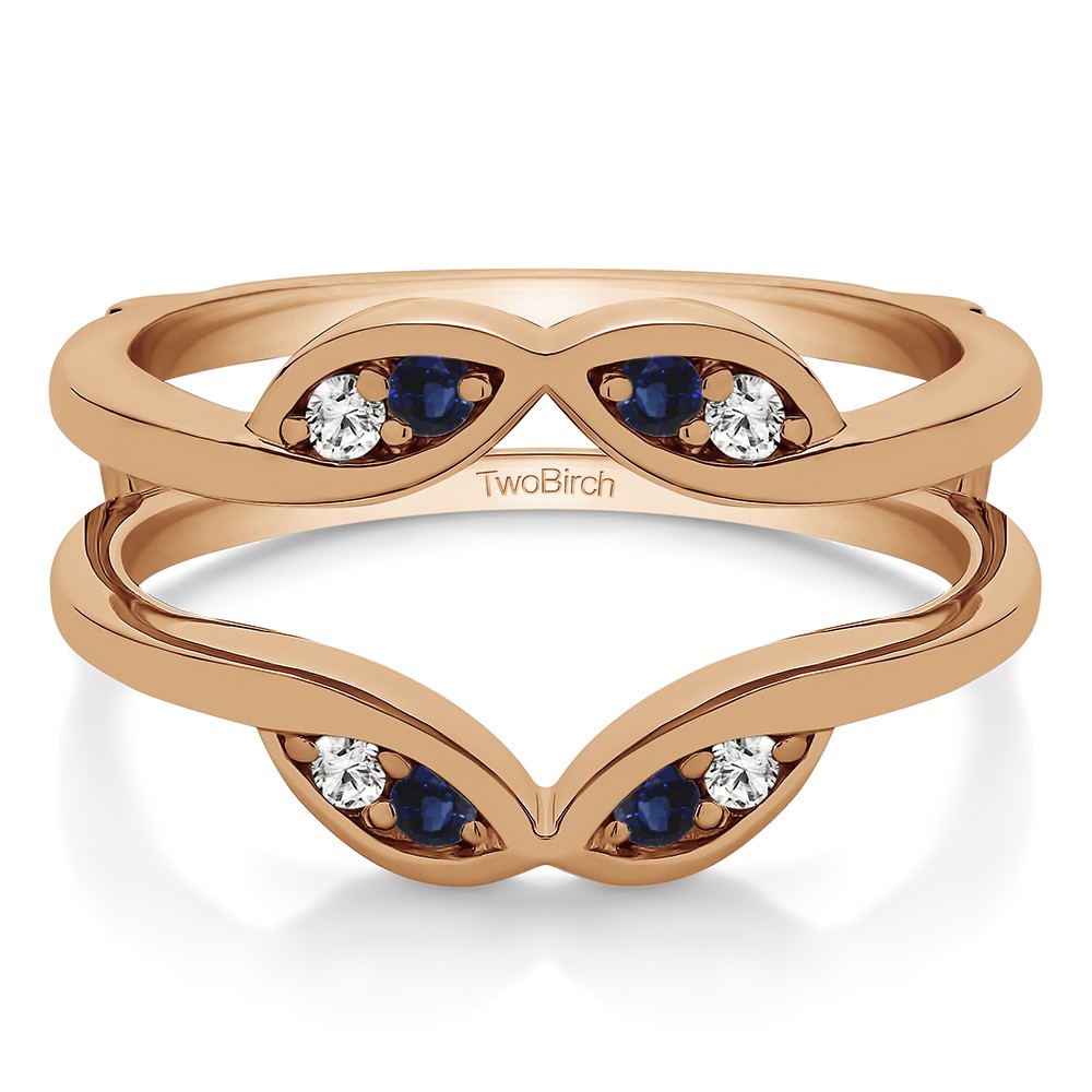 0.2 Ct. Sapphire and Diamond Infinity Double Leaf Ring Guard in Rose Gold