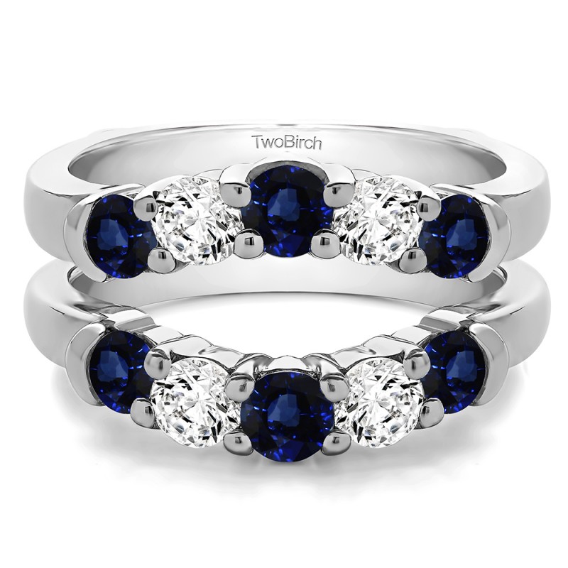 TwoBirch Ring Guards 1.48 Ct. Sapphire and Diamond Classic Curved