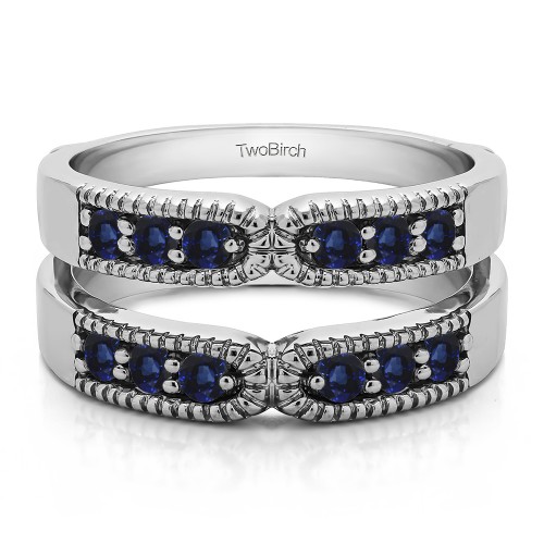 0.48 Ct. Sapphire Double Shared Prong Vintage Ring Guard