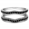 0.26 Ct. Black Stone Contour Ring Guard with Millgrained Edges and Filigree Cut Out Design