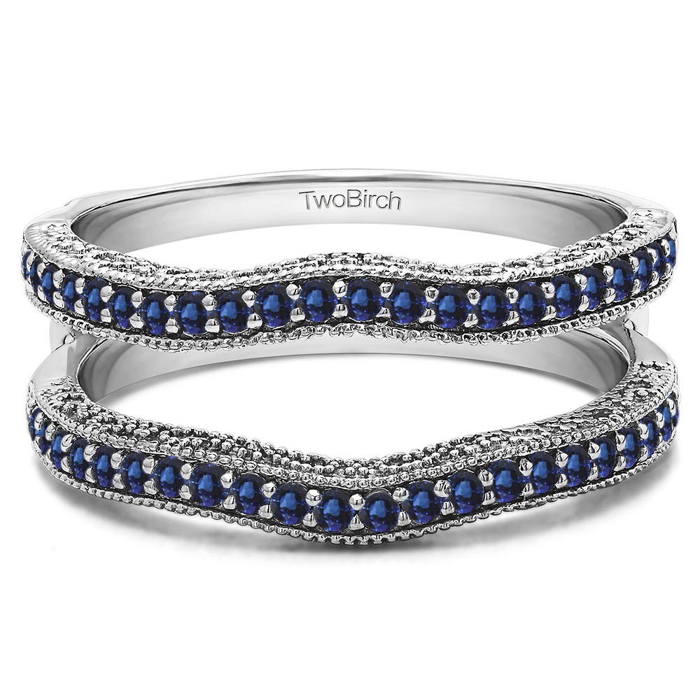 0.26 Ct. Sapphire Contour Ring Guard with Millgrained Edges and Filigree Cut Out Design