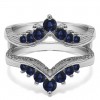 0.74 Ct. Sapphire Chevron Vintage Ring Guard with Millgrained Edges and Filigree Cut Out Design