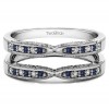 0.24 Ct. Sapphire and Diamond X Design Ring Guard with Millgrain and Filigree Detailing