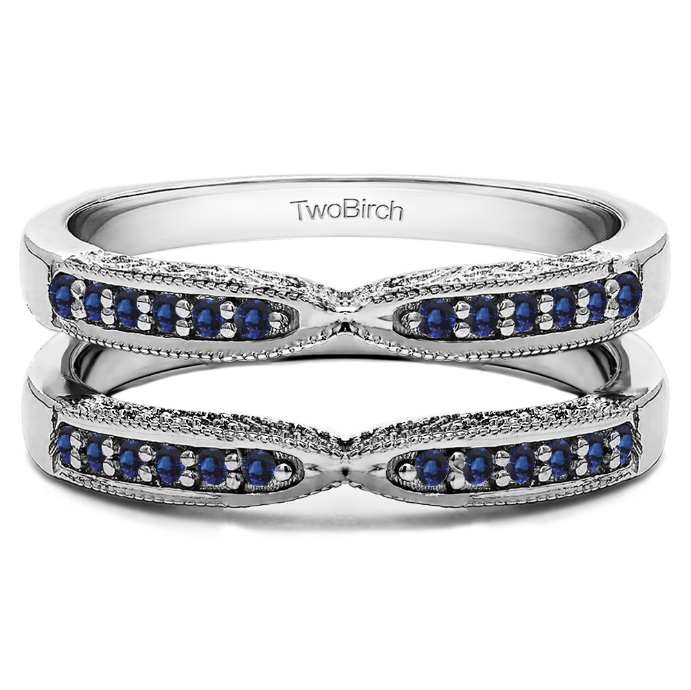 0.24 Ct. Sapphire X Design Ring Guard with Millgrain and Filigree Detailing
