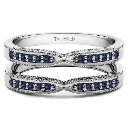 0.24 Ct. Sapphire X Design Ring Guard with Millgrain and Filigree Detailing