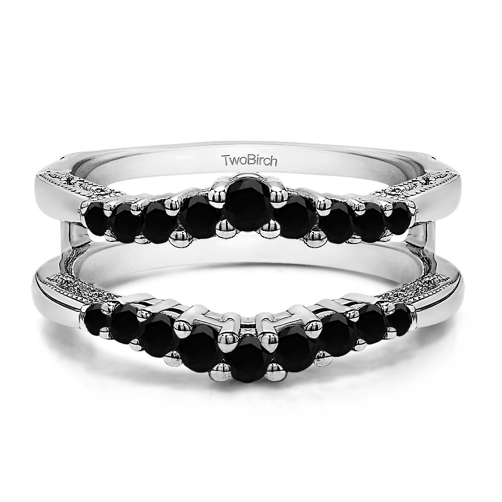 0.71 Ct. Black Stone Vintage Ring Guard with Filigree Designs