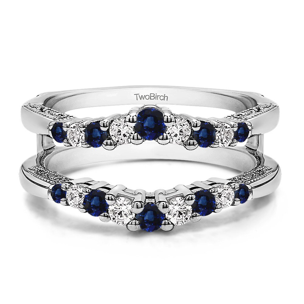 0.71 Ct. Sapphire and Diamond Vintage Ring Guard with Filigree Designs