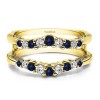 0.71 Ct. Sapphire and Diamond Vintage Ring Guard with Filigree Designs in Yellow Gold