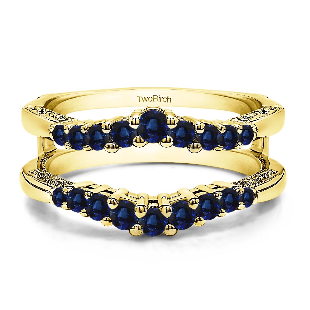 Sapphire Vintage Ring Guard with Filigree Designs in